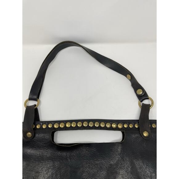 Paolo Angelucci Leather Black Brass Hardwear Studded Tote Bag Retail $400.00 - Picture 12 of 16